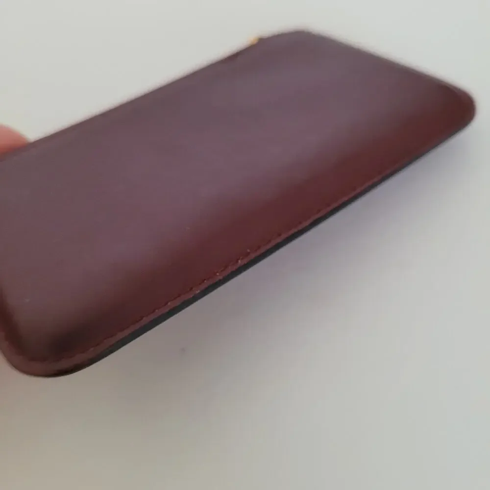 Cartier Vintage Mini Coin Holder Wallet Bordeaux Leather Small Red Zip Rectangl